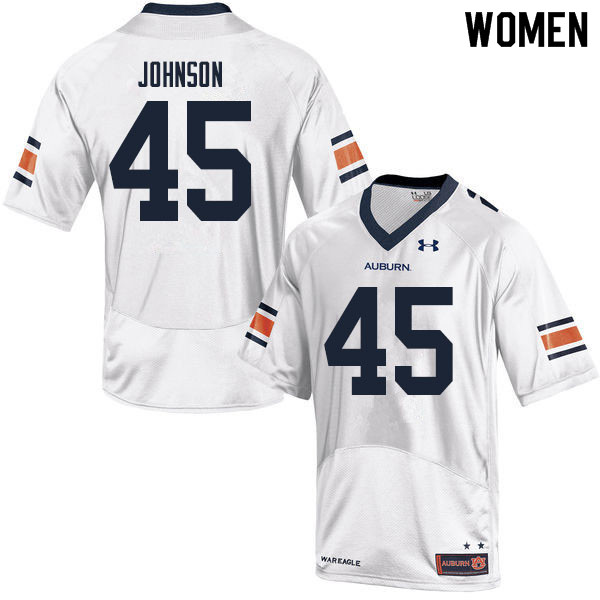 Women #45 Caleb Johnson Auburn Tigers College Football Jerseys Sale-White